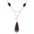 Trendy Sterling Silver With Rhodium Overlay 16 Inch Necklace. The Necklace Contains 2 Oval Shaped Black Agate Stone And 2 Oval Shaped Drop Links With Clear Cubic Zirconium Stones And A Black Agate Pear Shape