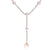 Dainty Sterling Silver With Rhodium Overlay Rollo Style 16 Inch Drop Style Necklace With Clear Cubic Zirconium Stones And A 7-7.5Mm Rice Shaped  Simulated Pearl Dangling.