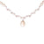 Stylish Sterling Silver With Rhodium Overlay Rice Shaped  Simulated Pearl Necklace With Clear Cubic Zirconium Stones Silver Links Attached In Center And A Dangling Simulated Pearl On Bottom.