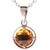 Dainty Sterling Silver With Rhodium Overlay Citrine Stone Drop Pendant Set In A Four Prong Setting. Matching Earrings Available.