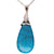 Trendy Sterling Silver With Rhodium Overlay With Teardrop Like Shaped Synthetic Turquoise Drop Pendant With Clear Cubic Zirconium Stones.