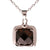 Dainty Sterling Silver With Rhodium Overlay Square Shaped Drop Pendant With Smokey Quartz Stone In Center With Thin Roped Trimming Around. Matching Earrings Available.