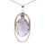Trendy Sterling Silver With Rhodium Overlay Double Oval Overlapped Like Shaped Drop Style Pendant With Clear Cubic Zirconium Stones On One Oval With Blue Lace Agate In Center Set In A Four Prong Setting.
