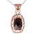 Trendy Sterling Silver With Rhodium And Rose Gold Overlay Oval Like Shaped Smokey Quartz Stone In Center Set In A Four Prong Setting With Swirl Shaped Design Around And Roped Trimming.