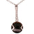 Dainty Sterling Silver With Rhodium Overlay Round Smokey Quartz Pendant With Row Of Cubic Zirconium Stones. Matching Earrings Available.