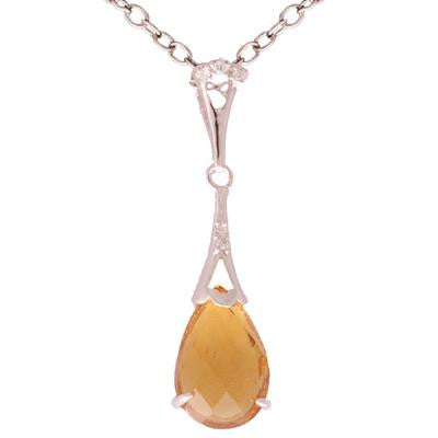 Stunning Sterling Silver With Rhodium Overlay Drop Style Pendant. The Pendant Contains A Pear Shaped Citrine Stone And Cubic Zirconium Stones. Matching Earring Available.