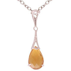 Stunning Sterling Silver With Rhodium Overlay Drop Style Pendant. The Pendant Contains A Pear Shaped Citrine Stone And Cubic Zirconium Stones. Matching Earring Available.