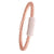 Trendy Italian Sterling Silver With Rhodium Rose Gold Overlay And White Cubic Zirconium Stone Braided Style Bangle.