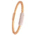 Trendy Italian Sterling Silver With Yellow Gold Overlay And White Cubic Zirconium Stones Braided Style Bangle.