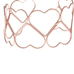 Trendy Italian Sterling Silver With Rose Gold Overlay Double Heart Shaped Linked Cut Out Design Bangle.