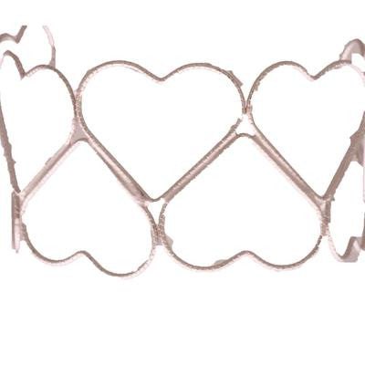 Trendy Italian Sterling Silver With Rhodium Overlay Double Heart Shaped Linked Cut Out Design Bangle.