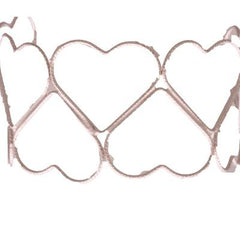 Trendy Italian Sterling Silver With Rhodium Overlay Double Heart Shaped Linked Cut Out Design Bangle.