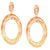 Trendy Italian Sterling Silver With Yellow Gold Overlay Oval Shaped Mesh Style Dangling Earrings.
