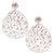 Trendy Italian Sterling Silver With Rhodium Overlay Large Pear Shaped Cut Out Design Dangling Earrings With Clear Cubic Zirconium Stones.