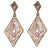 Trendy Italian Sterling Silver With Rose Gold Overlay Diamond Like Shaped Wired Hanging Earrings.