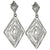 Trendy Italian Sterling Silver With Rhodium Overlay Diamond Shaped Wired Style Hanging Earrings.
