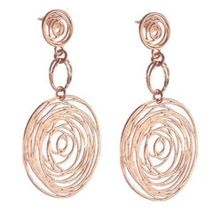 Trendy Italian Sterling Silver With Rose Gold Overlay Circle Shaped Wired Style Hanging Earrings.