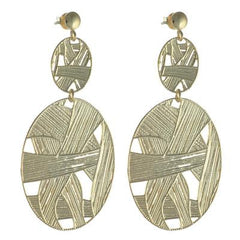 Trendy Italian Sterling Silver With Yellow Gold Overlay Circle Shaped Weave Style Hanging Earrings.