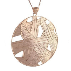 Stunning Italian Sterling Silver With Rose Gold Overlay Circle Shaped Weaved Pendant.