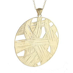 Stunning Italian Sterling Silver With Yellow Gold Overlay Circle Shaped Weaved Style Pendant.
