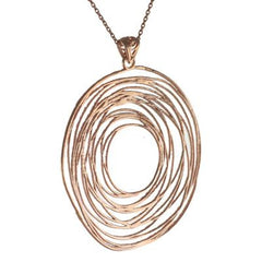 Trendy Italian Sterling Silver With Rose Gold Overlay Circle Shaped Wired Style Pendant.