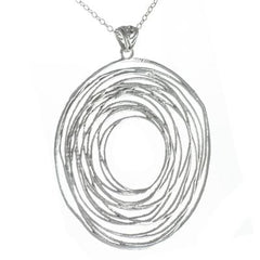 Trendy Italian Sterling Silver With Rhodium Overlay Circle Shaped Wired Style Pendant.