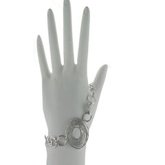 Trendy Italian Sterling Silver With Rhodium Overlay Circle Shaped Linked Style Bracelet.