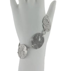 Trendy Italian Sterling Silver With Rhodium Overlay Oval Shaped Weave Design Linked 8 Inch Bracelet Which Includes Approximately A 1 Inch Extender.