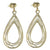 Dainty Italian Sterling Silver With Yellow Gold Overlay Oval Teardrop Shaped Wired Style Hanging Earrings.