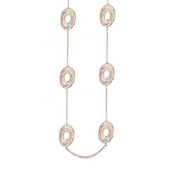 Trendy Italian Sterling Silver With Rose Gold Overlay 36 Inch Oval Like Shaped Wired Style Necklace.
