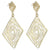 Trendy Italian Sterling Silver With Yellow Gold Overlay Diamond Shaped Wired Hanging Earrings.