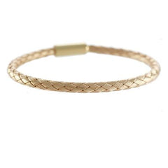 Trendy Italian Sterling Silver With Yellow Gold Overlay Braided Style Bangle.