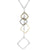 Trendy Two Tone Sterling Silver With Rhodium And Yellow Gold Overlay Circle Linked Chain Style Necklace With Diamond Like Shaped Pieces Dangling.