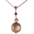 Trendy Sterling Silver With Rose Gold Overlay Italian Necklace With Amethyst Agate And Crystal Stones.