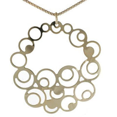 Dainty Sterling Silver With Yellow Gold Overlay Italian Necklace With Large Pendant Dangling.