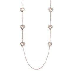 Dainty Sterling Silver With Rose Gold Overlay Long Italian Heart Necklace.
