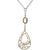Dainty Two Tone Sterling Silver With Yellow And Rhodium Overlay Circle Shaped Linked Style Necklace With Teardrop Like Shaped Cut Out Design Piece Dangling.
