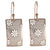 Trendy Sterling Silver With Rose Gold Overlay Italian Hook Back Style Rectangle Like Shaped Earring With Flower Cut Out Design.