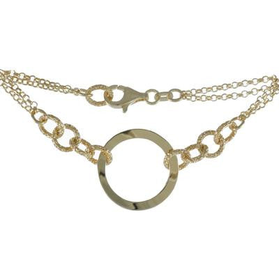 Dainty Italian Sterling Silver With Yellow Gold Overlay Italian Toggle Like Shaped Linked Bracelet. Matching Necklace Available.