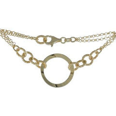 Dainty Italian Sterling Silver With Yellow Gold Overlay Italian Toggle Like Shaped Linked Bracelet. Matching Necklace Available.