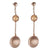 Trendy Italian Sterling Silver With Rose Gold Overlay Italian Dangling Earrings With Champagne Cz Stones.
