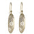 Dainty Italian Sterling Silver With Yellow Gold Overlay Hook Back Style Earring With Oval Like Shaped Flower Cut Out Design.