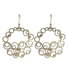 Trendy Italian Sterling Silver With Yellow Gold Overlay Italian Hook Back Style Large Cut Out Design Earrings.