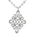 Trendy Italian Sterling Silver With Rhodium Overlay Italian Oval Like Shaped Chain Style Necklace With Diamond Like Shaped Piece Hanging With Cut Out Design.
