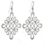 Trendy Italian Sterling Silver With Rhodium Overlay Italian Flat Diamond Like Shaped With Cut Out Design Dangling Earrings.
