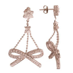 Designer Inspired Sterling Earrings. Beautiful Cz'S In Bow Dangling From Each Earring. Rhodium Plated To Prevent Tarnishing.