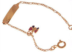 Adorable Sterling Silver With 14K Gold Overlay Butterfly Charm Bracelet.