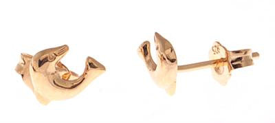 Adorable Sterling Silver With 14K Gold Overlay Dolphin Stud Earrings.