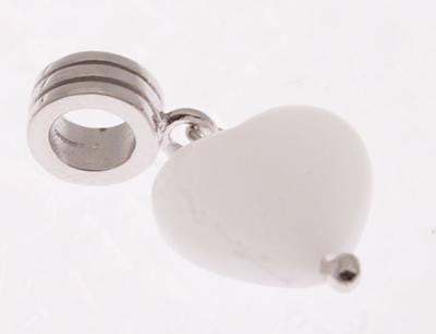 Beautiful Designer Inspired Sterling Silver Kali Bead With A Hanging White Heart. Bead Can Be Used As A Single Charm On A Bracelet Or Paired With Fashion Charms To Create Your Own Kali Original Sterling Silver
