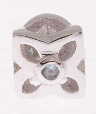 Beautiful Designer Inspired Four Petal Flower Sterling Silver And Light Blue Kali Bead. Bead Can Be Used As A Single Charm On A Bracelet Or Paired With Fashion Charms To Create Your Own Kali Original Sterling